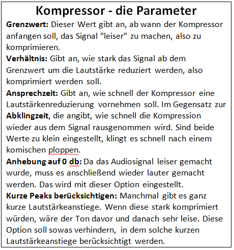 Kompressor - Parameter