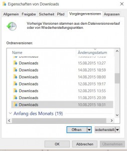 Die Versionen der Dateien wiederherstellen