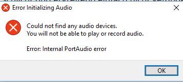 [Audacity] Windows 10: No Audio devices found