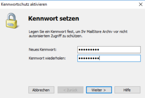 Zuerst wählt man ein Kennwort aus....