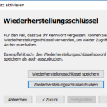 ... und dann, was man als Sicherungskopie für das Passwort nutzen möchte.
