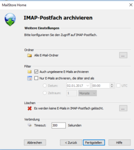 ... die Einstellungen danach, wie archiviert und gelöscht werden soll, ist übersichtlich.