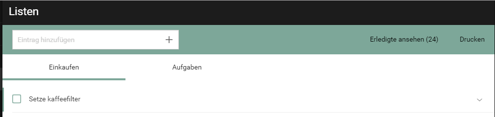 "Alexa, setze Kaffeefilter auf die Einkaufsliste" - erzeugt "Setze kaffeefilter" :-)