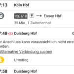 Die Informationen über die Routen im Streckenagenten