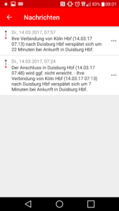 So sehen Störungsmeldungen des Streckenagenten der Deutschen Bahn aus.