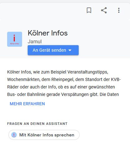 Google Assistant Kölner Infos