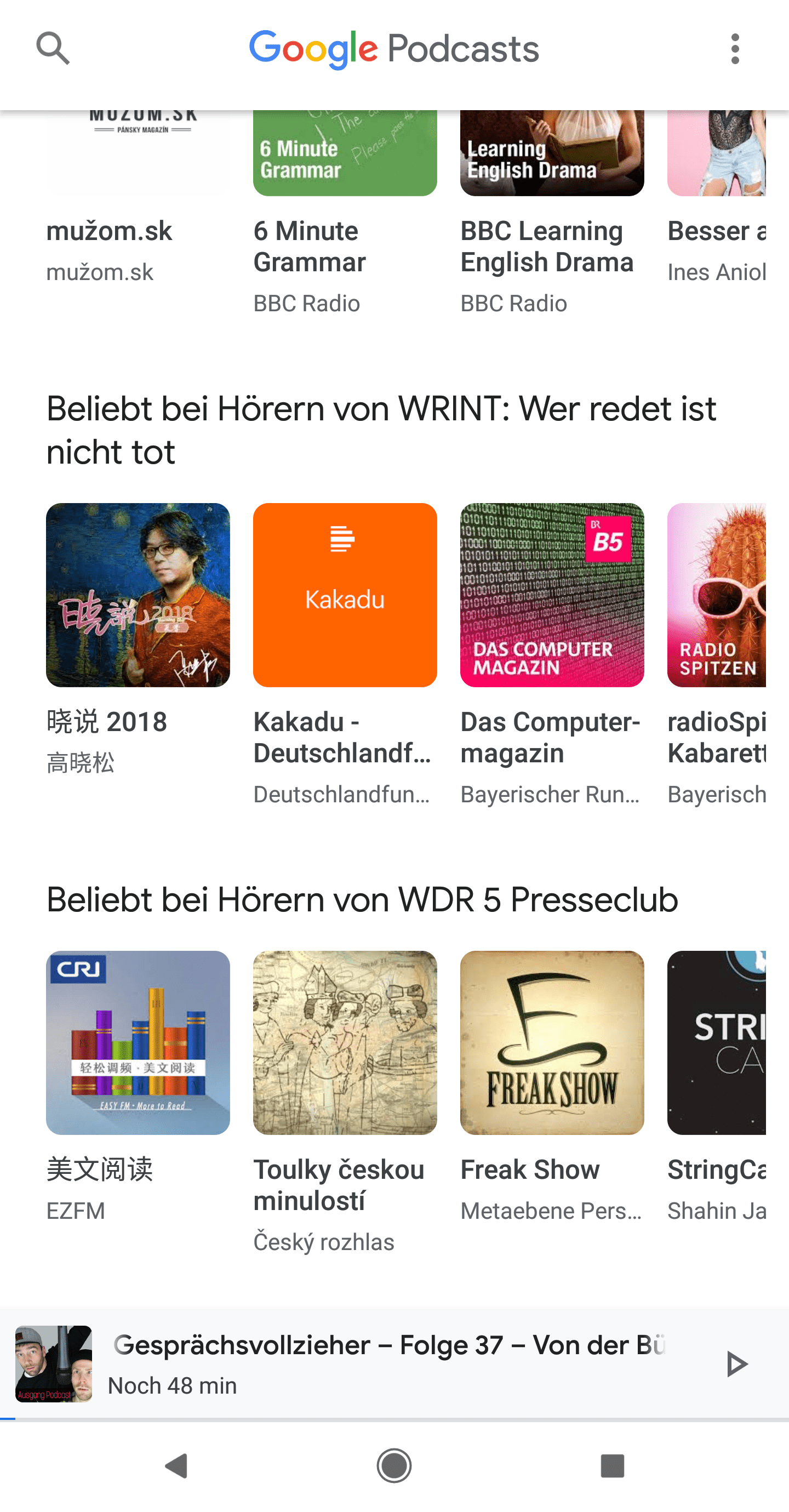 Vorschläge für neue Podcasts