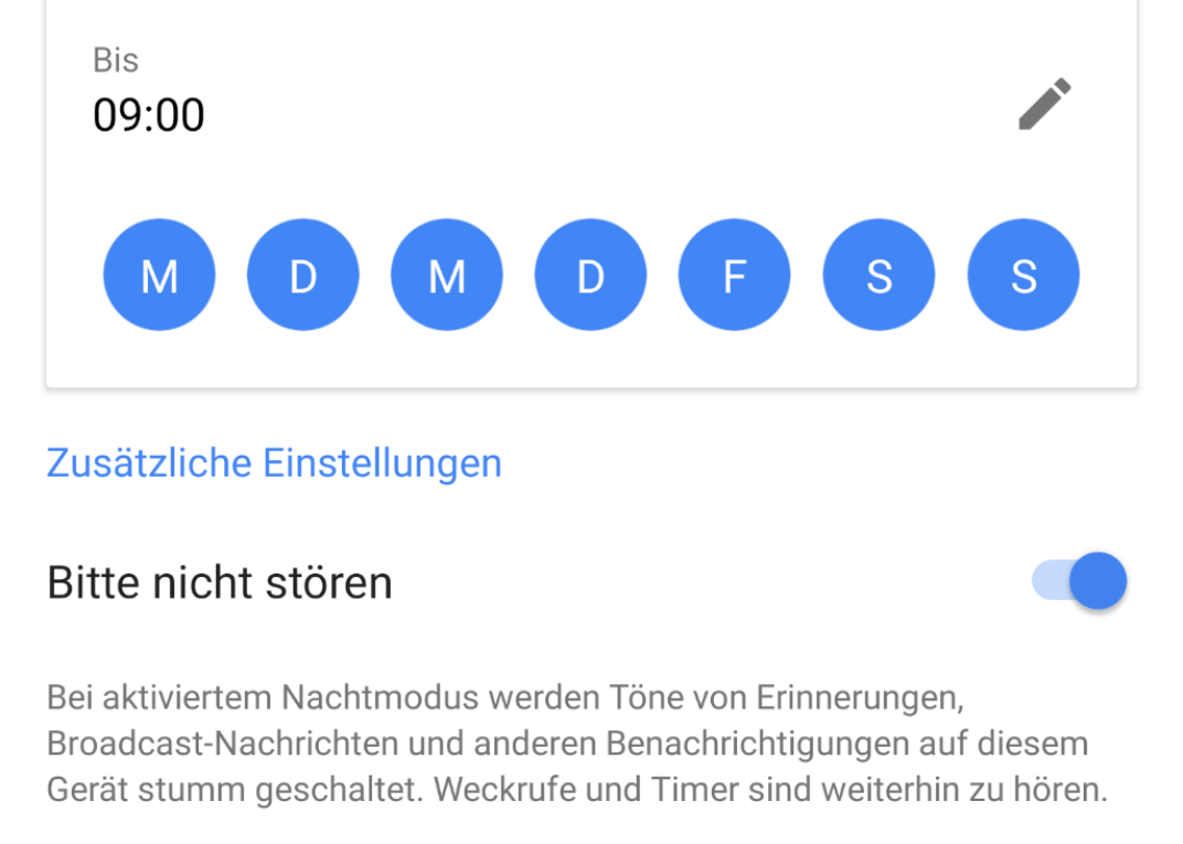 Nachtmodus für ein Google Home-Gerät einstellen
