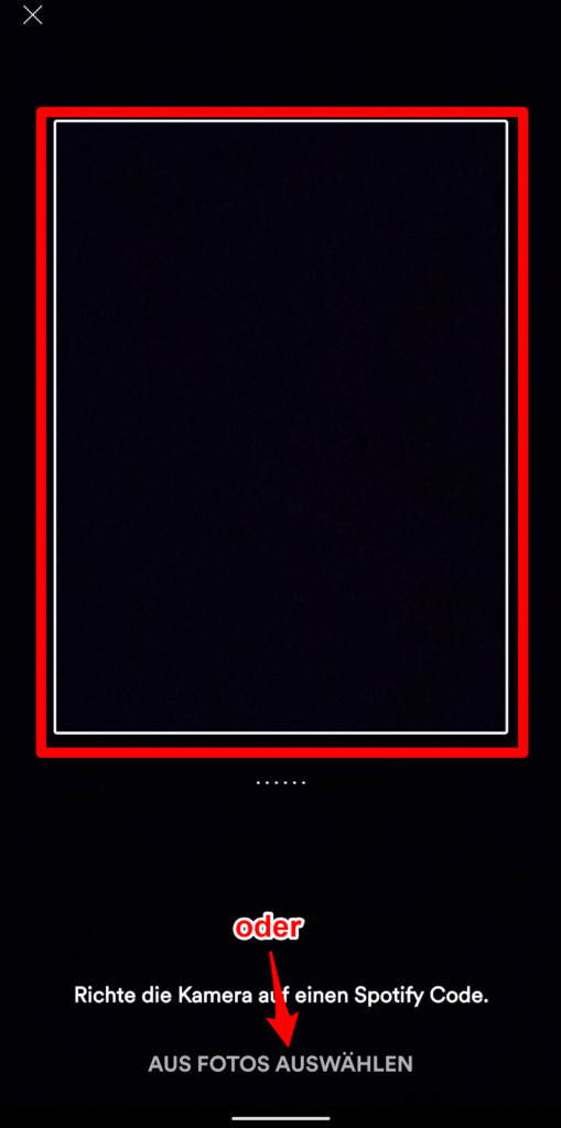 Nun kann man entweder mit der Kamera den Code abfotografieren oder ein Foto auf dem Smaprthone auswählen, dass den Code beinhaltet. Fertig.