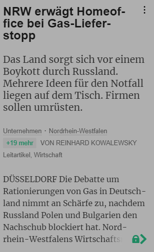 Ein Beispiel des gleichen Artikels in der speziellen Textansicht in Pressreader-